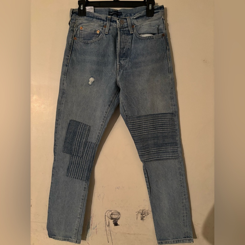 Men’s Levis 501 S Skinny Made and Crafted Patchwork
Selvedge Jeans size 26/28.